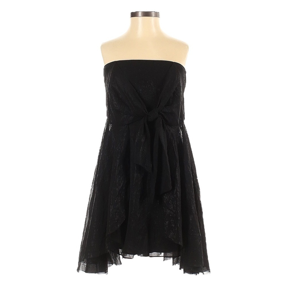 Free People Good For You Black Draped Bow Strapless Mini Dress Size 2